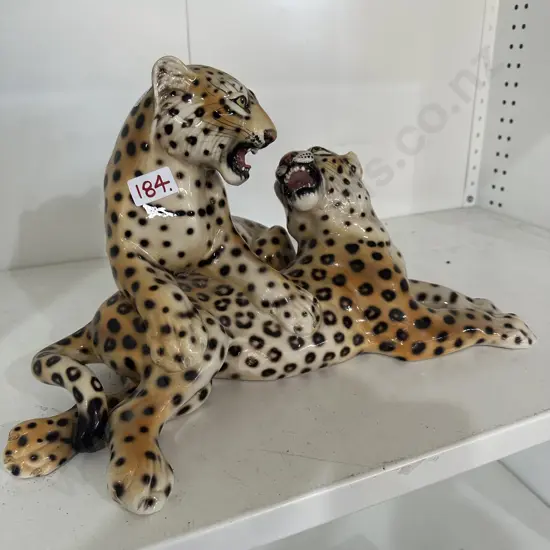 Italian 43cm ceramic Leopards figure - has a small repair (not visible)