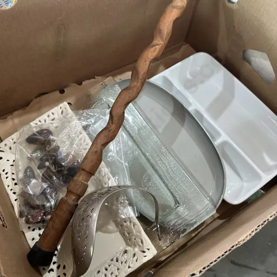 costume jewelry, walk stick etc