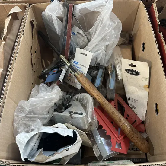 sanding belts, large chisel etc