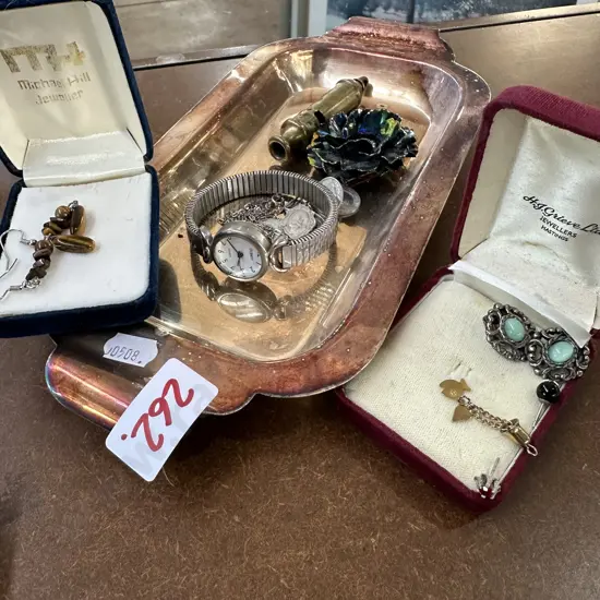 earrings, whistle, watch, brooch etc