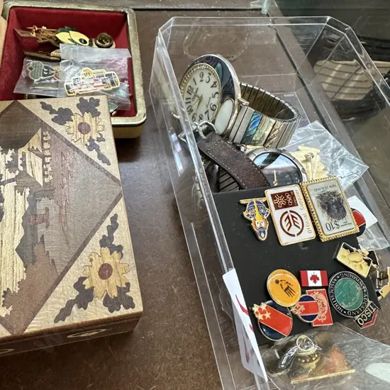 watches, badges etc trinket box