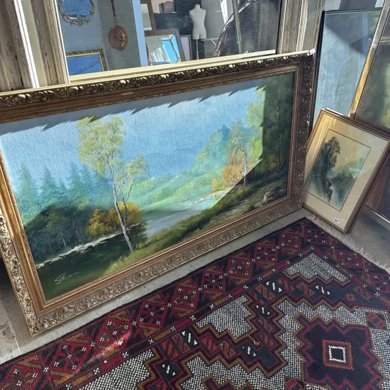 Lovely framed painting plus 3 other pictures