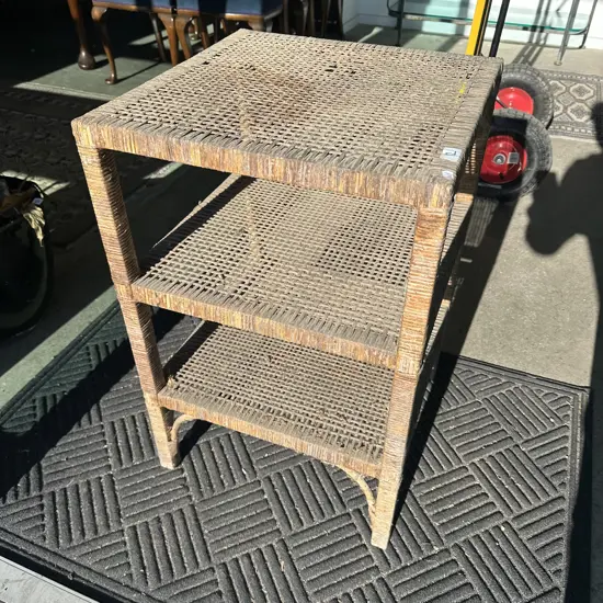 vintage wicker patio side table