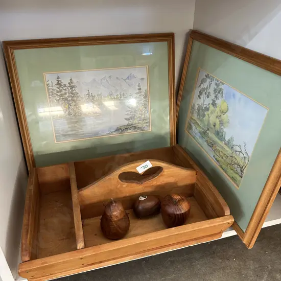 Pr water colours plus wooden ware