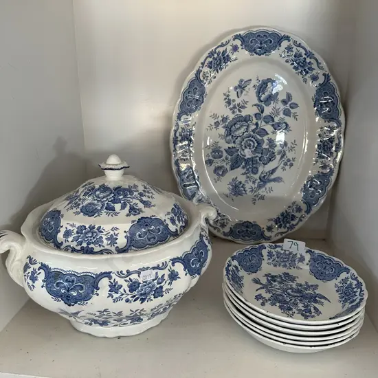 Ridgways large lidded soup server and 6 bowls plus  platter