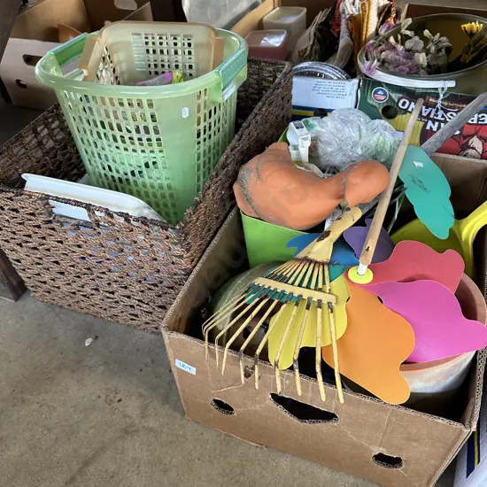 baskets and box of garden ware