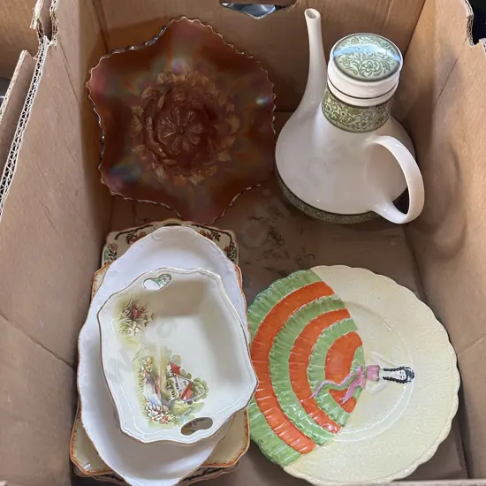 coffee pot , carnival glass etc