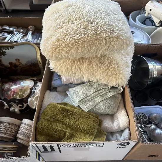 towels and sheep skin cushions