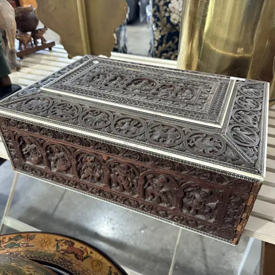 Large carved wooden box