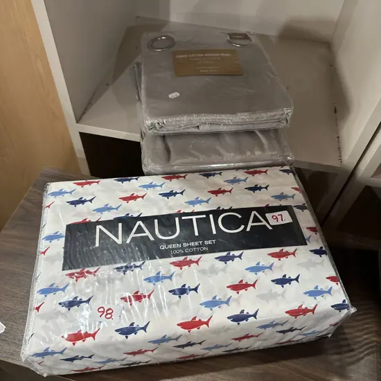 New queen sheet set and curtains