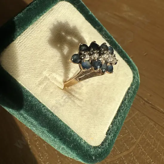 Vintage sapphire and diamond  10ct gold ring