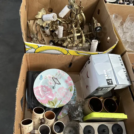 2 boxes light fittings etc