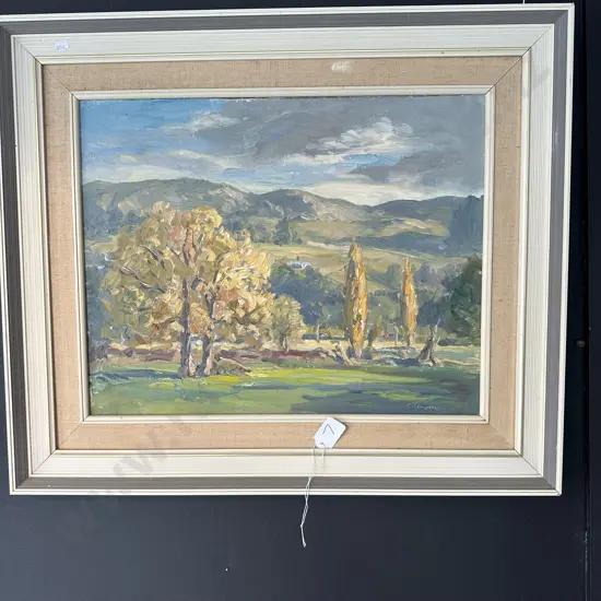 Oil painting by Carl Laugeson, Maraekakaho (looking from sports grounds)