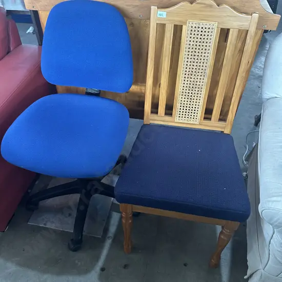 Rimu dining chair and office chair both tidy.