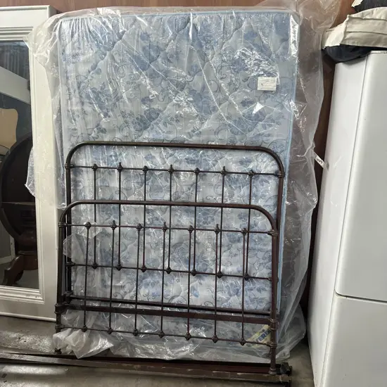 tidy double mattress with antique ends and rails