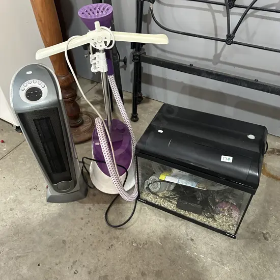 Fish tanks and accessories plus heater and steamer