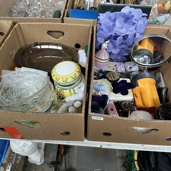 2 Boxes Shaving mirror bowls etc