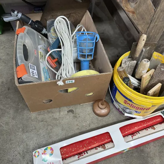 Screw container,oiler and bucket of tools etc