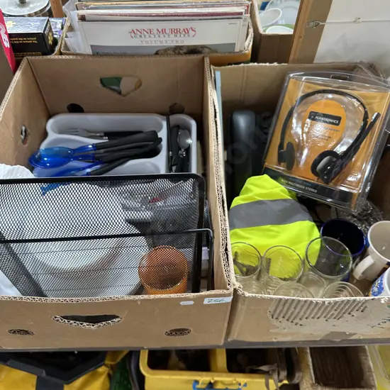 Cutlery,plates,hi-vision vest and headsets etc