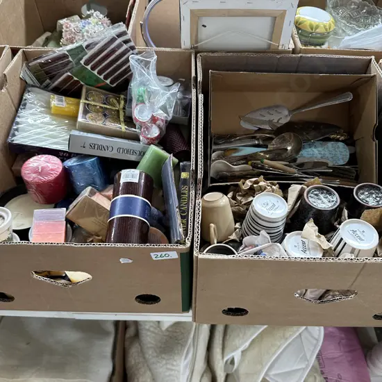 2 Boxes candles,cutlery and cups