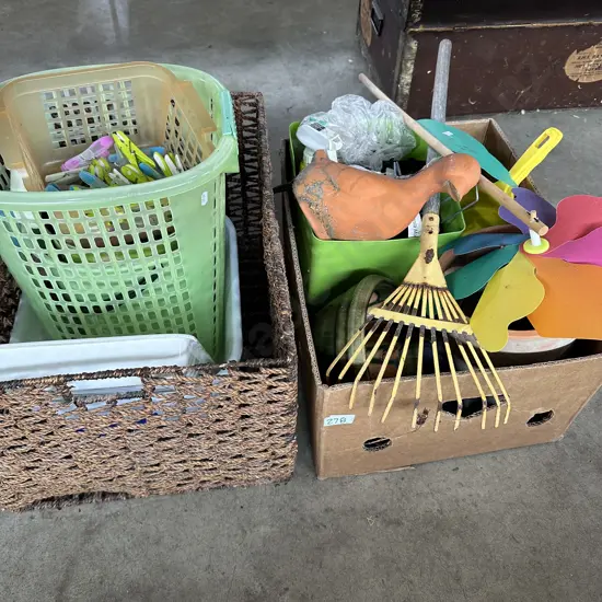 Gardening items, and sea grass basket etc