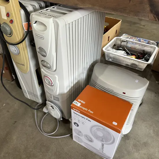 3 heaters and boxed fan