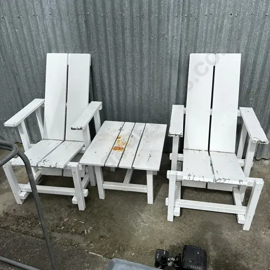 Classic old wooden poolside chairs
