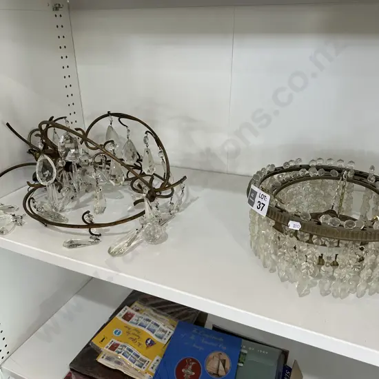 Brass & crystal light fitting, plus  faux chandelier