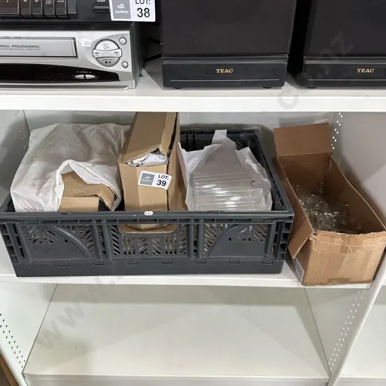 Glass test tubes-mini bottles and plastic bin