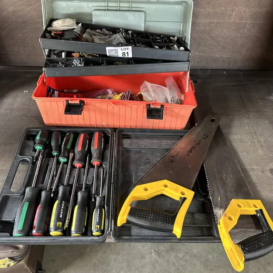 saws, drivers, parts box