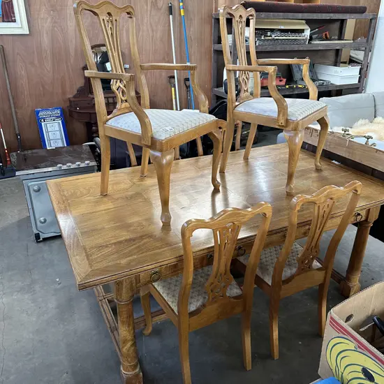 Inlay dining table and 6 chairs