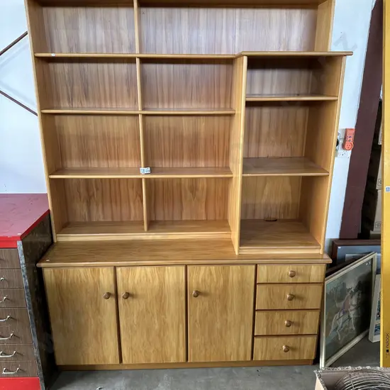 Bookshelf cupboard, costume wood Rimu veneer