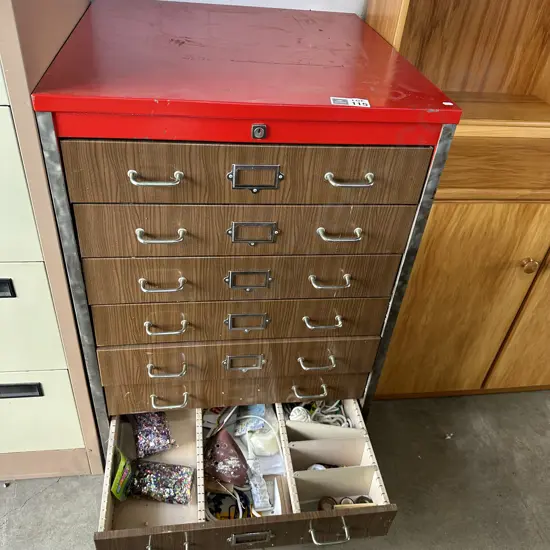 Metal file drawers plus contents