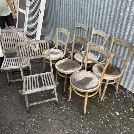 6 bentwood chairs plus 2 folding - as is