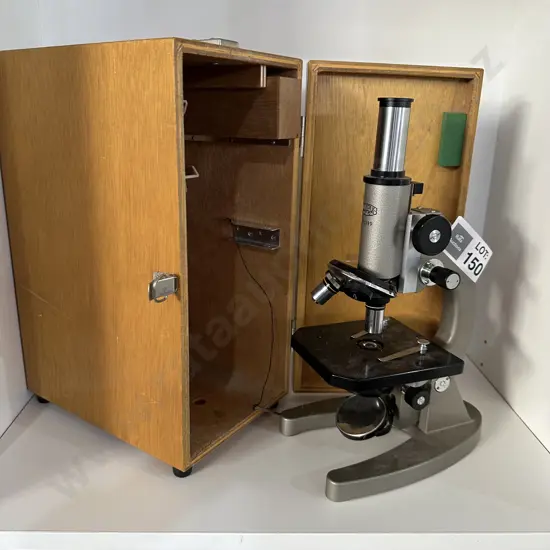 Vintage microscope with box