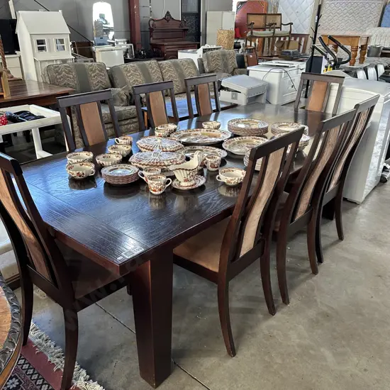 Oak table and 8 chairs