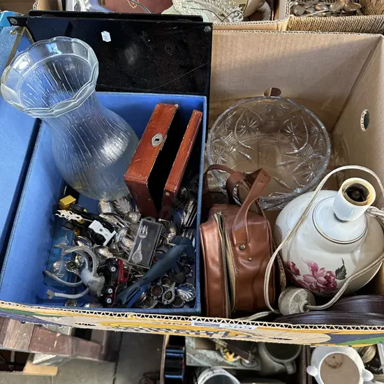 Crystal bowl, lamp etc