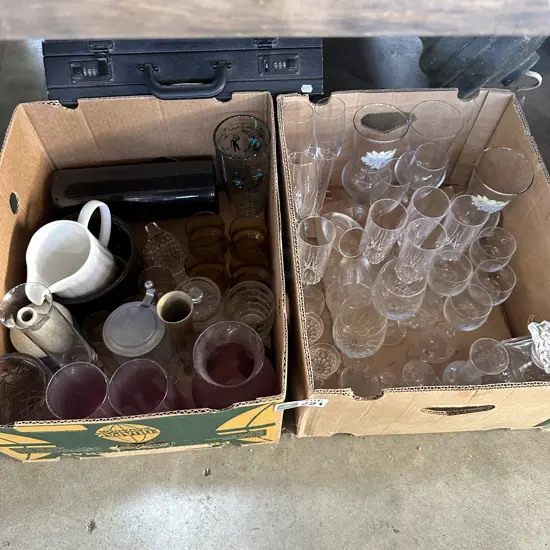 2 box glassware etc