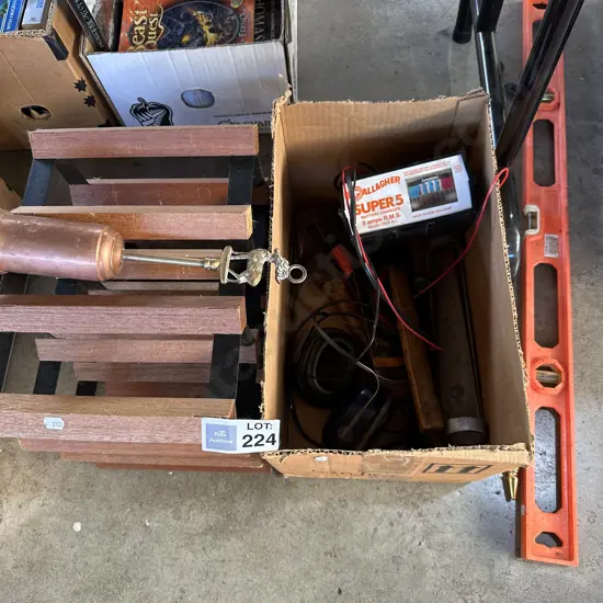 wine rack, level, charger, tools etc