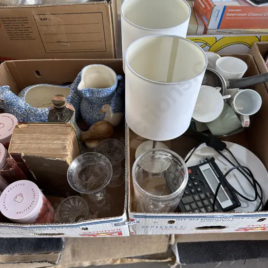 2 box lamps, book, etc