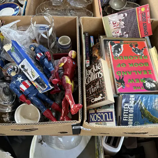 2 boxes books , toys etc