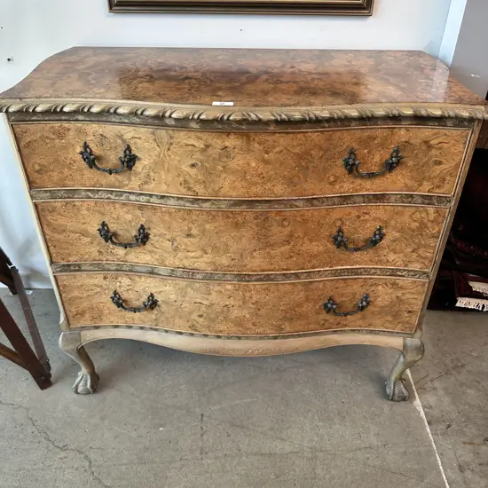 Burr Walnut Serpentine chest drawers