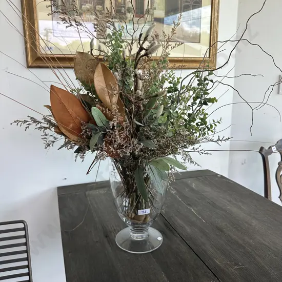 Glass vase and arrangement