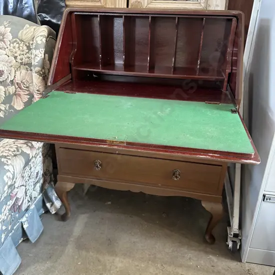 Solid Mahogany drop front writing desk - locks
