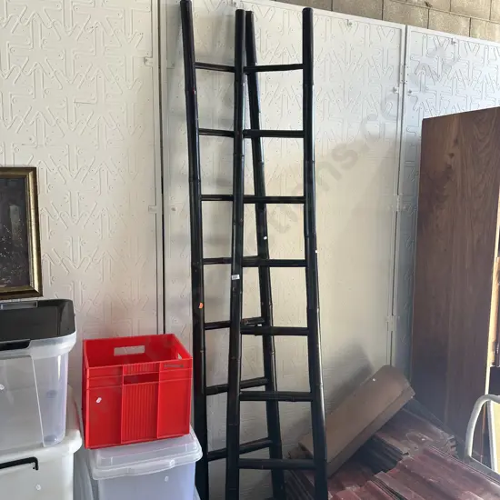 2 bamboo display ladders
