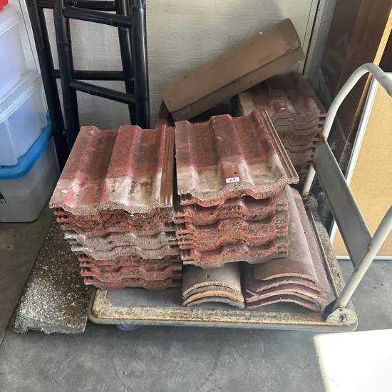 large lot terracotta roof tiles plus trolley