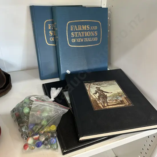 station and pirate books plus marbles