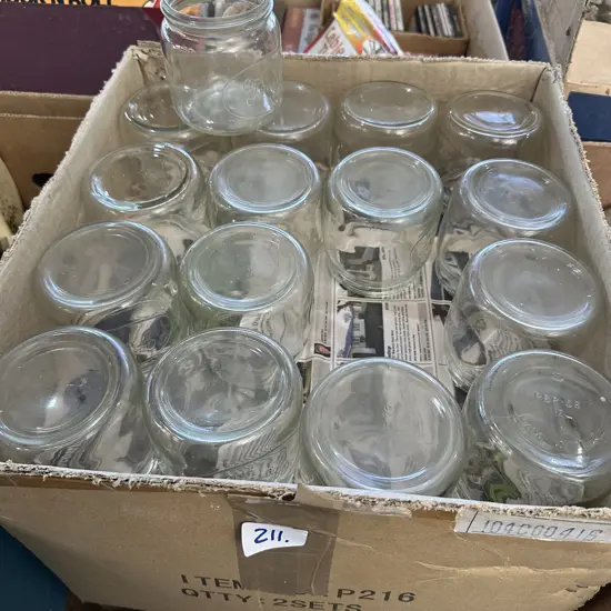 Box of small preserving jars