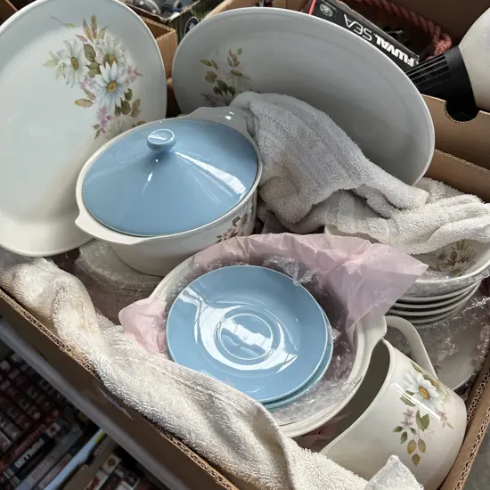Box of Johnson brothers dinnerware