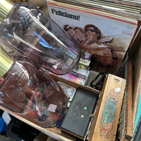 Box of records,videos,chips etc